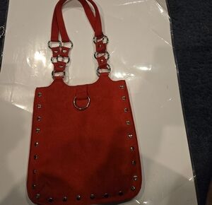 Soul by curve red suede Like purse w/silver accents